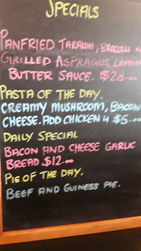 The 7 Bar in Upper Hutt City Menu .